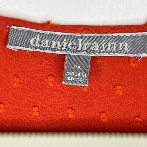 NWT Daniel Rainn Womens Orange Floral Short Sleeve Peasant Top Size PS Blouse - Picture 3 of 6